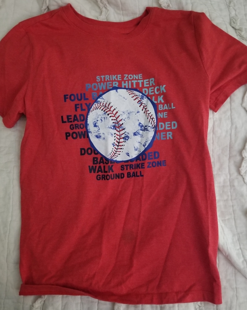 Boys red baseball tee